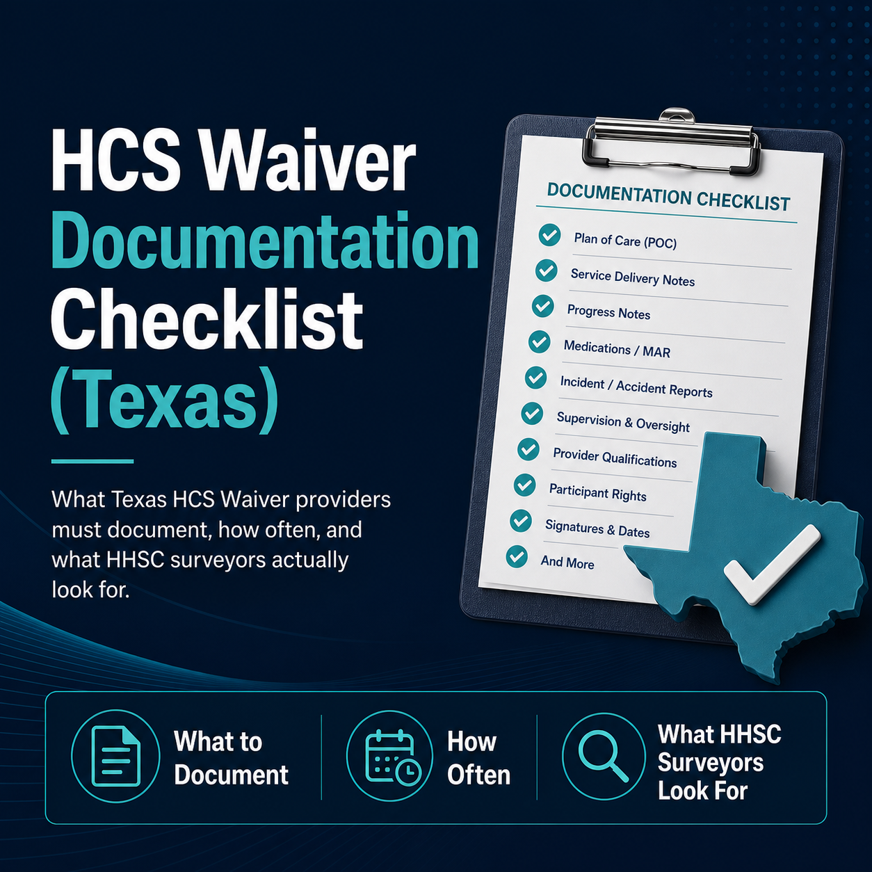 Cover for HCS Waiver Documentation Checklist (Texas)